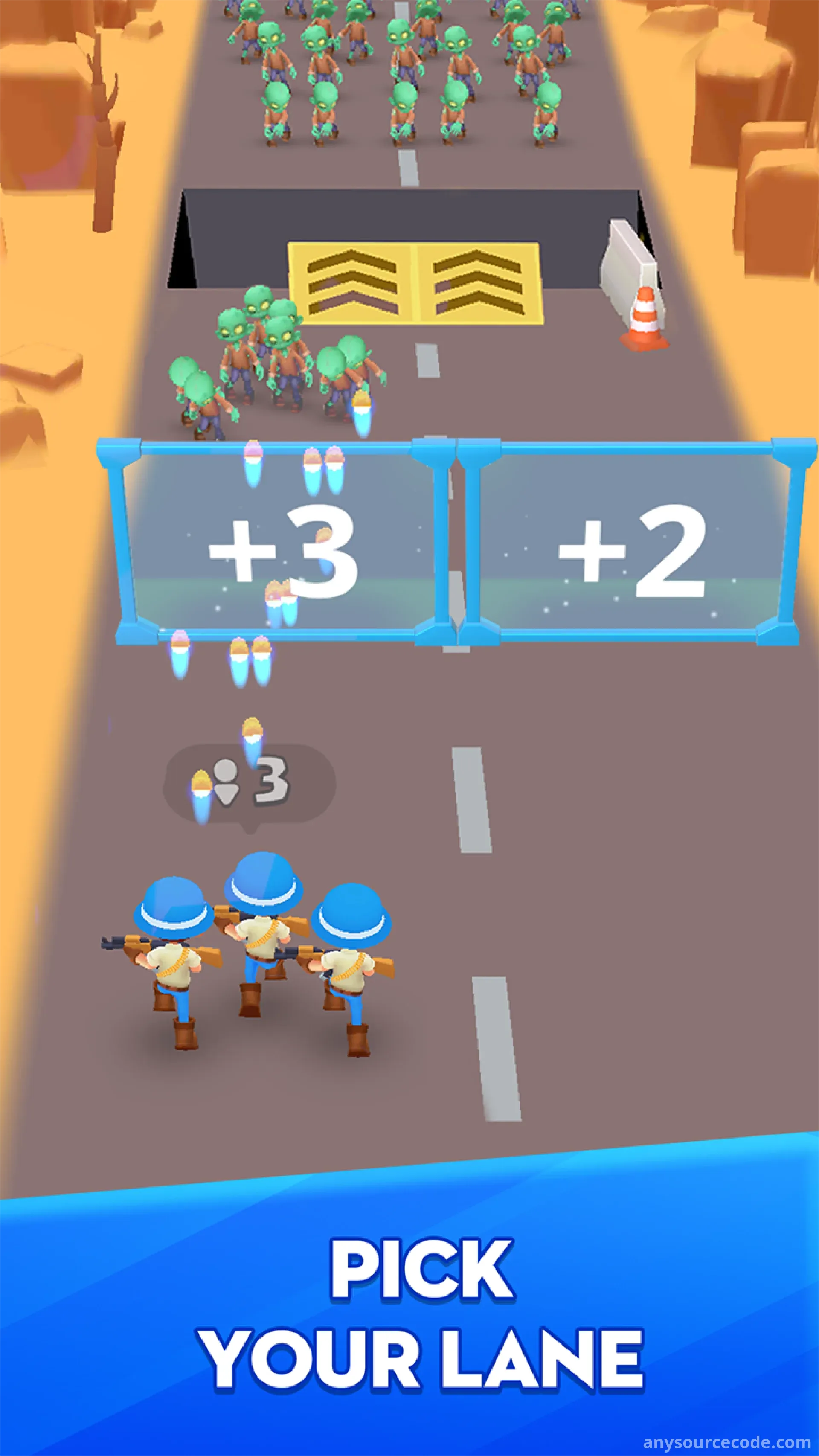 3D陆军奔跑：人群对战