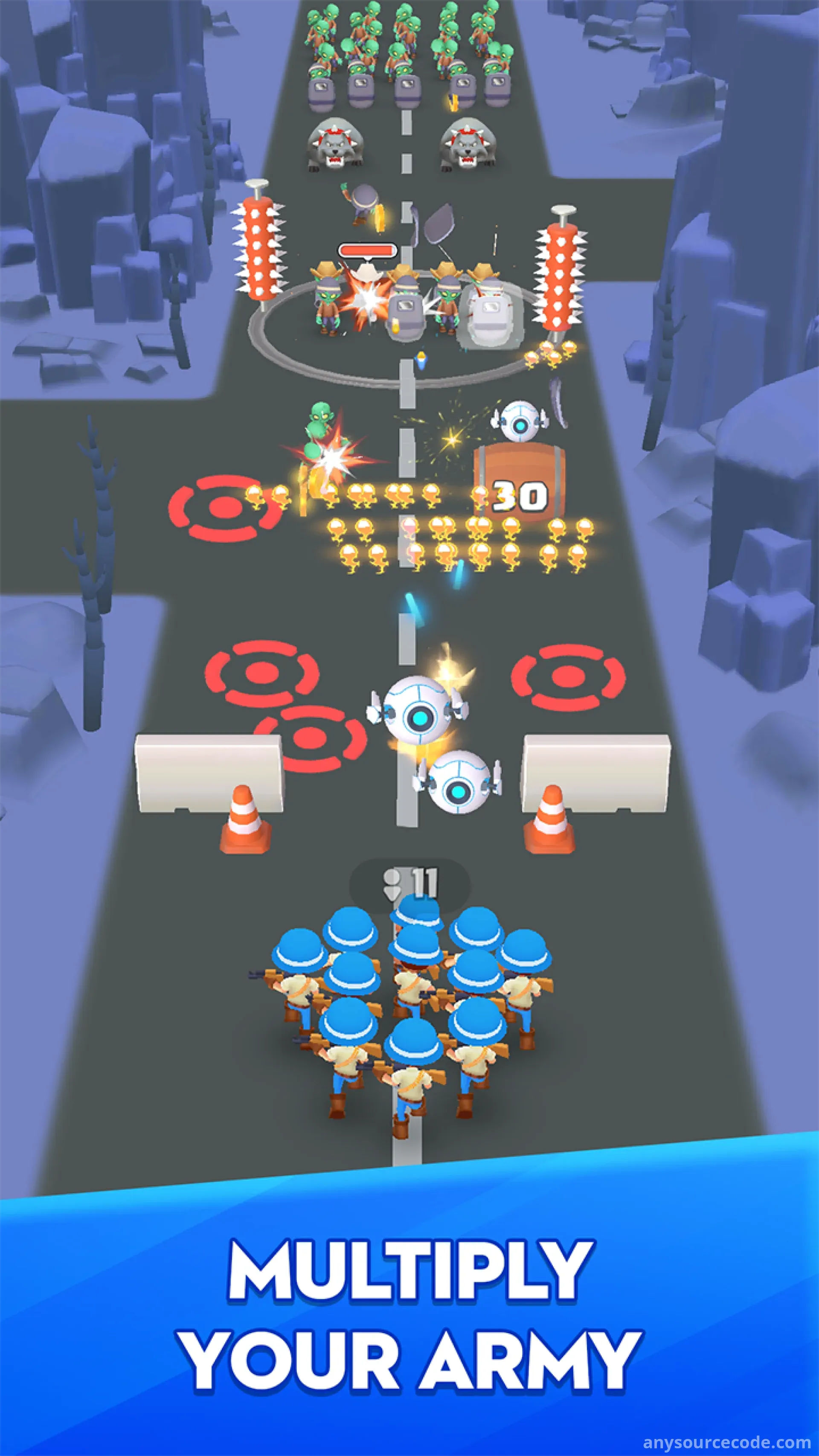 3D陆军奔跑：人群对战