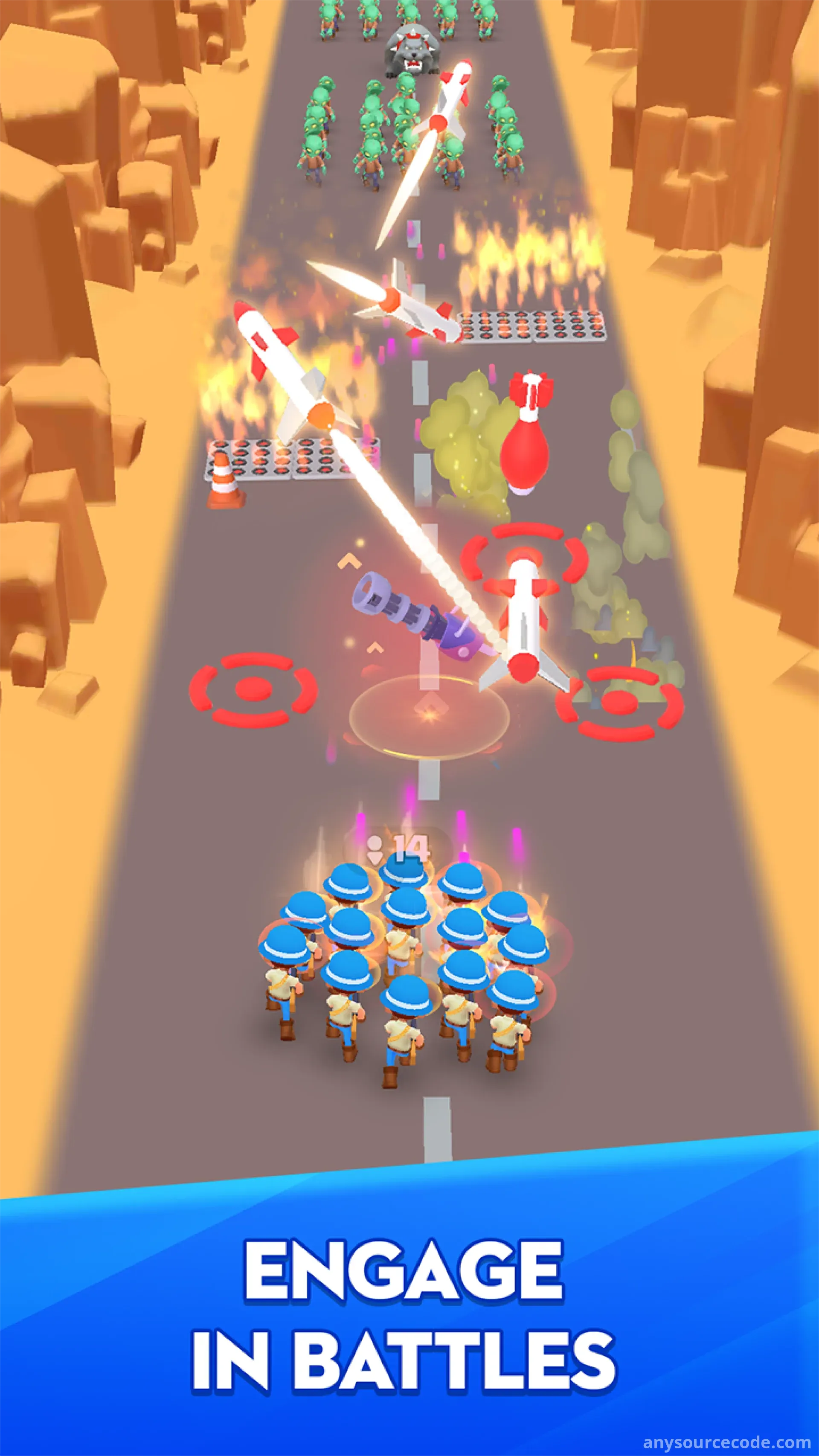 3D陆军奔跑：人群对战