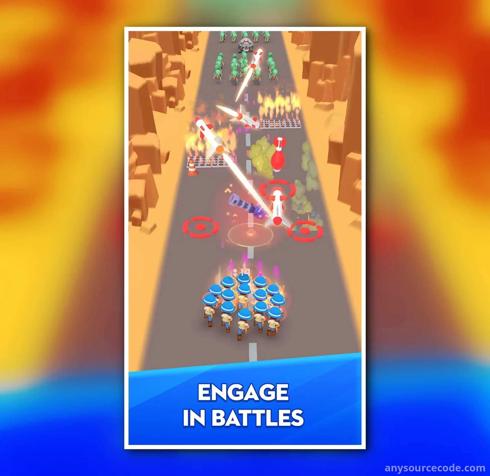 3D陆军奔跑：人群对战