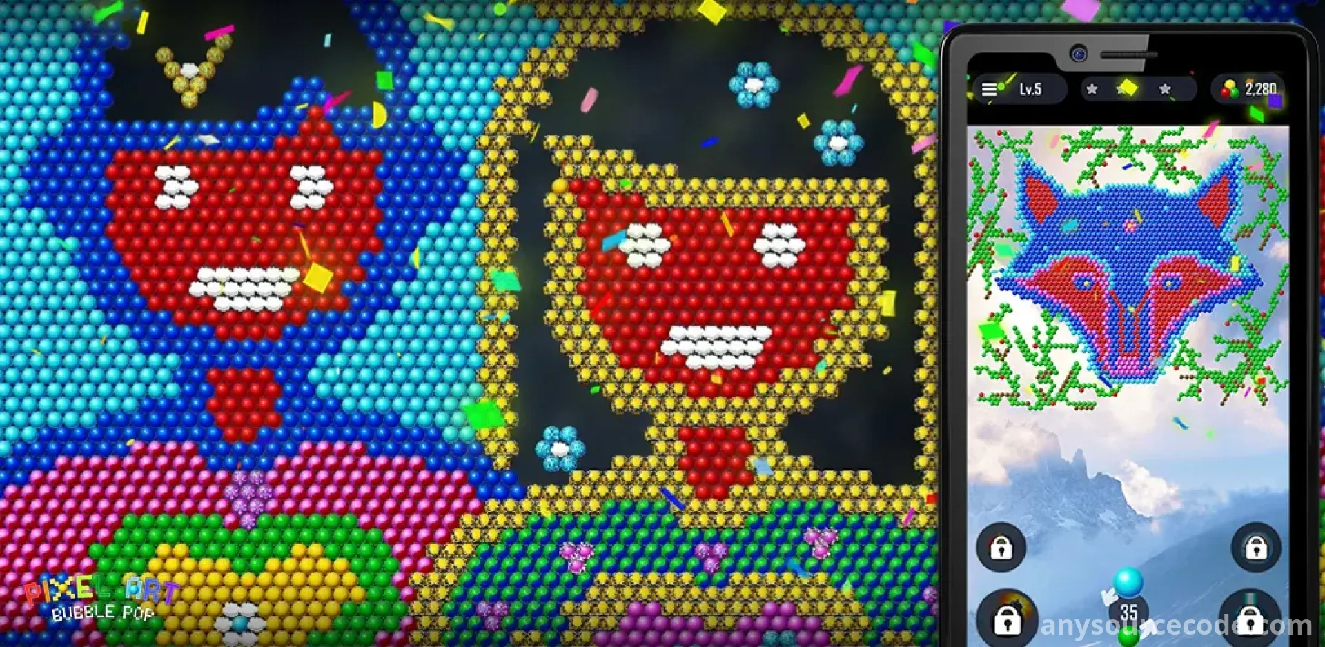 泡泡消除 - 像素艺术爆破