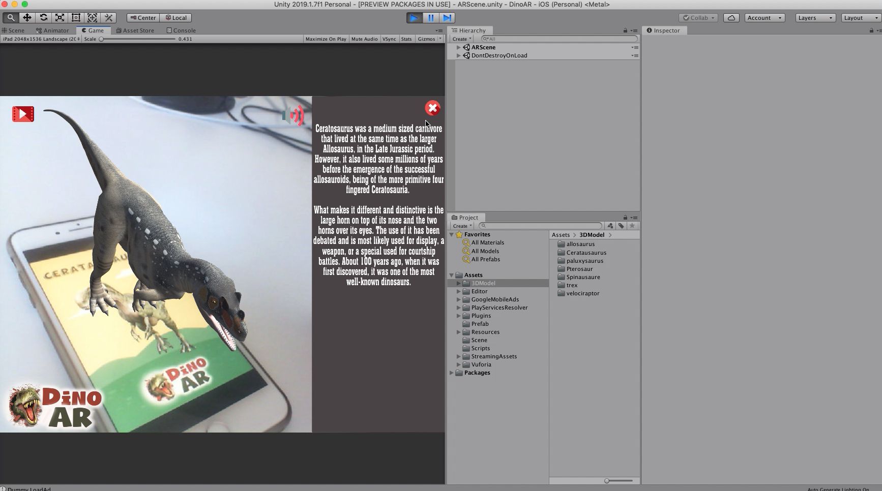 恐龙增强现实应用套件
