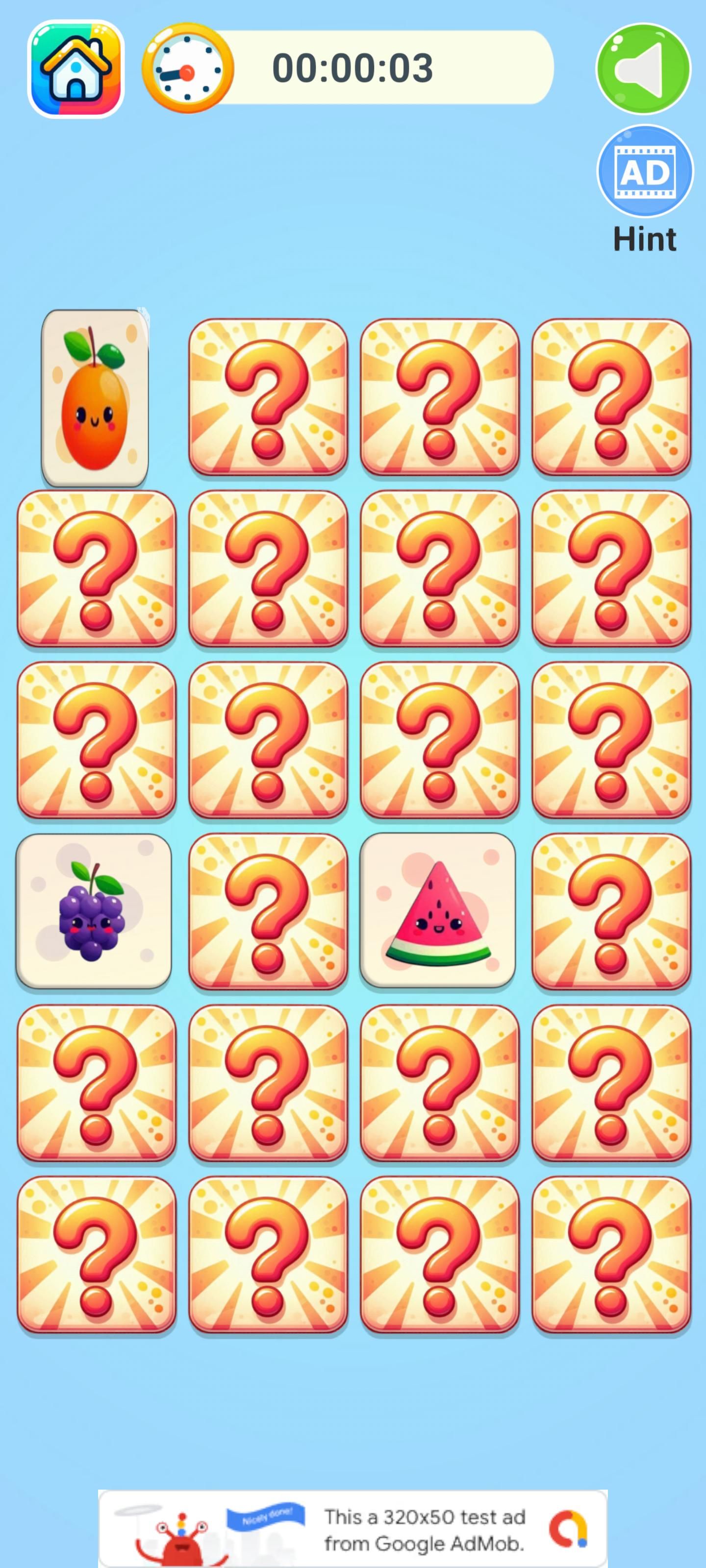 水果配对记忆挑战拼图游戏