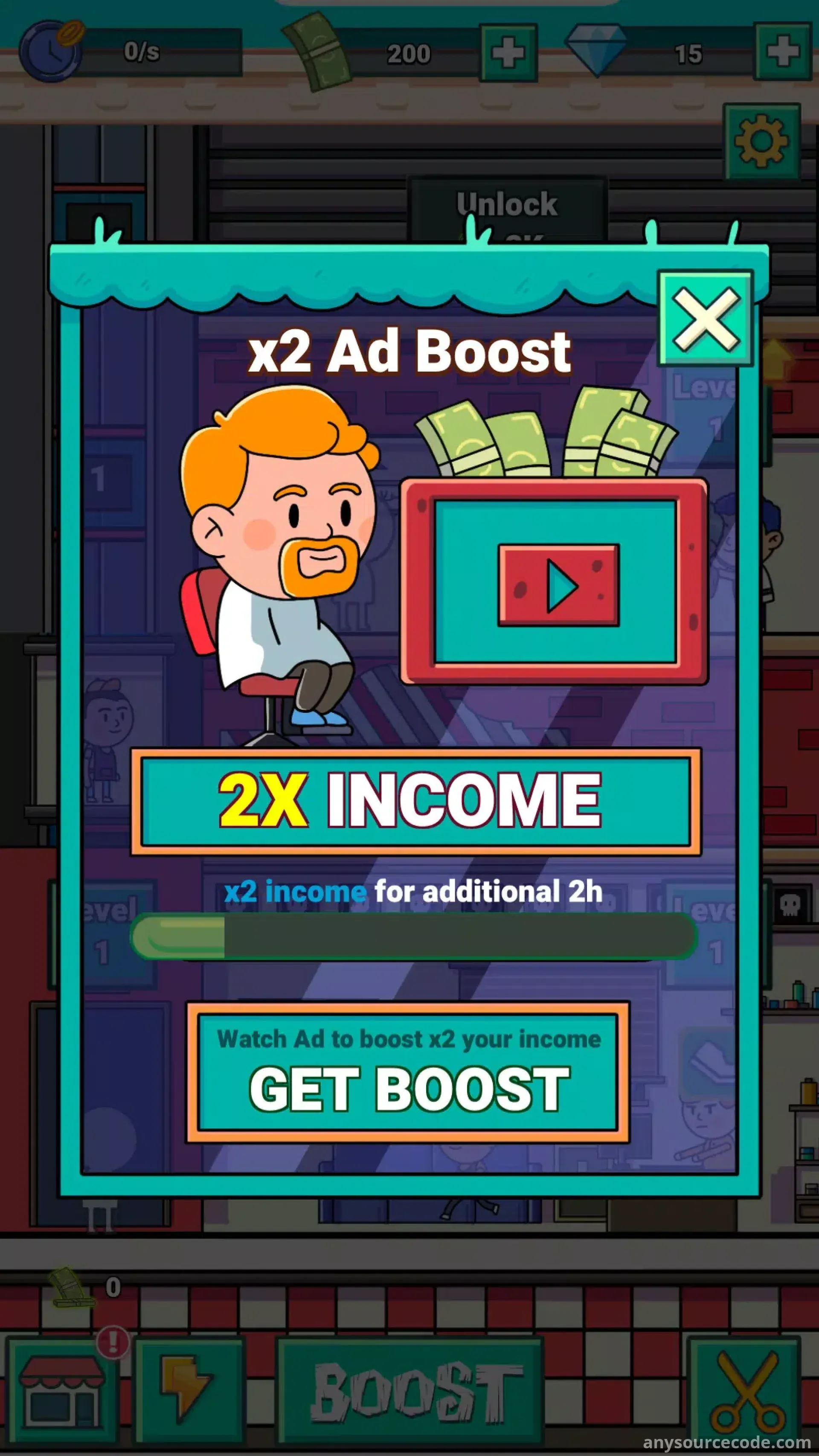 闲置理发店（可优化为：挂机理发店 ）