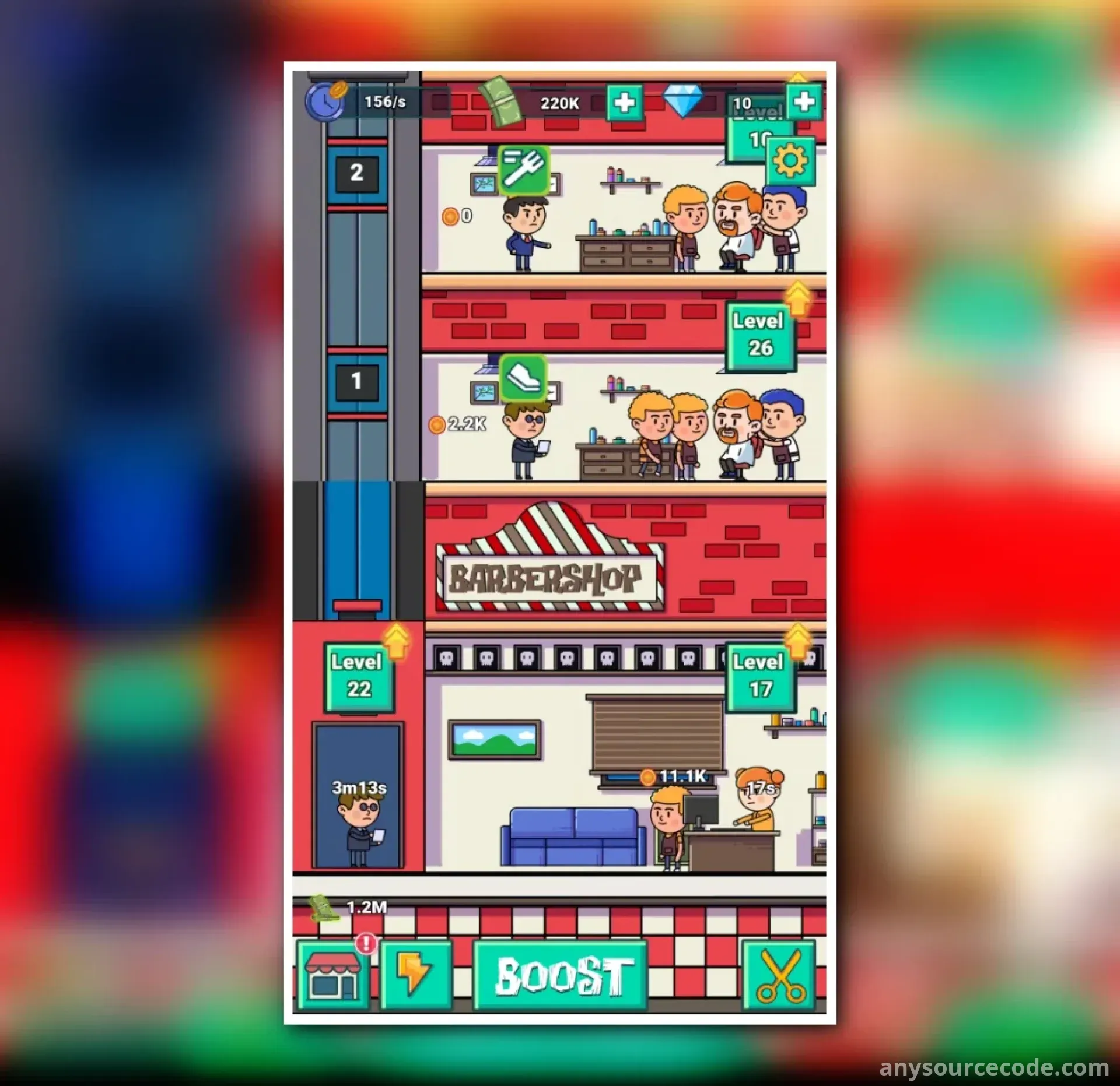 闲置理发店（可优化为：挂机理发店 ）