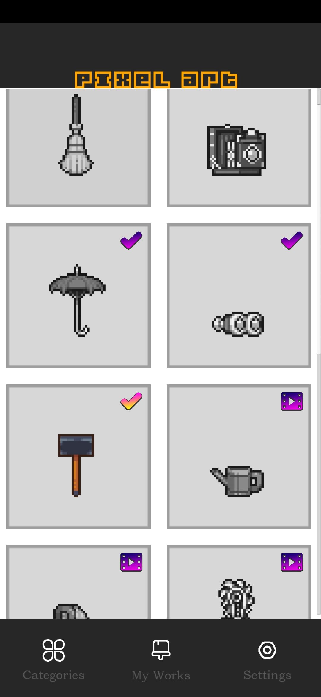 像素艺术数字填色模板