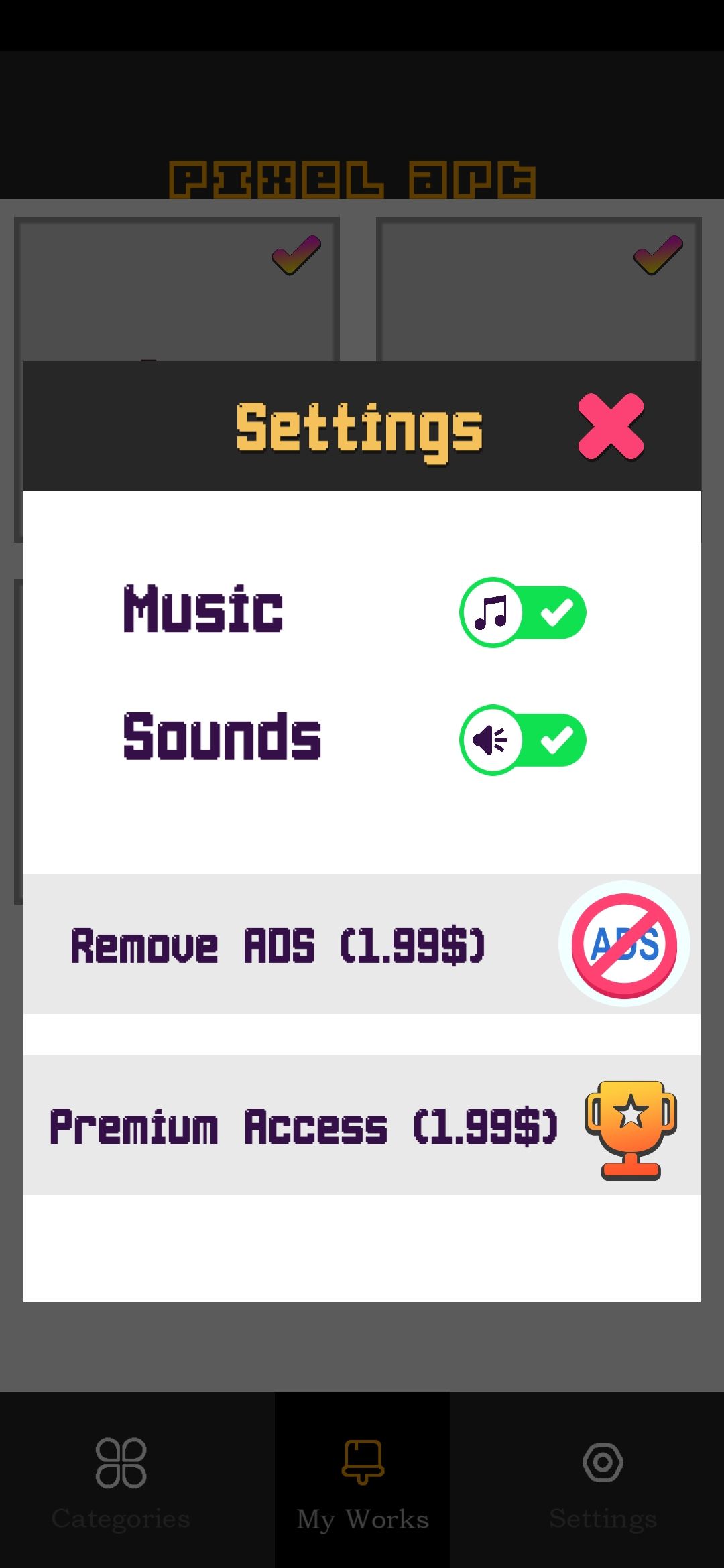 像素艺术数字填色模板