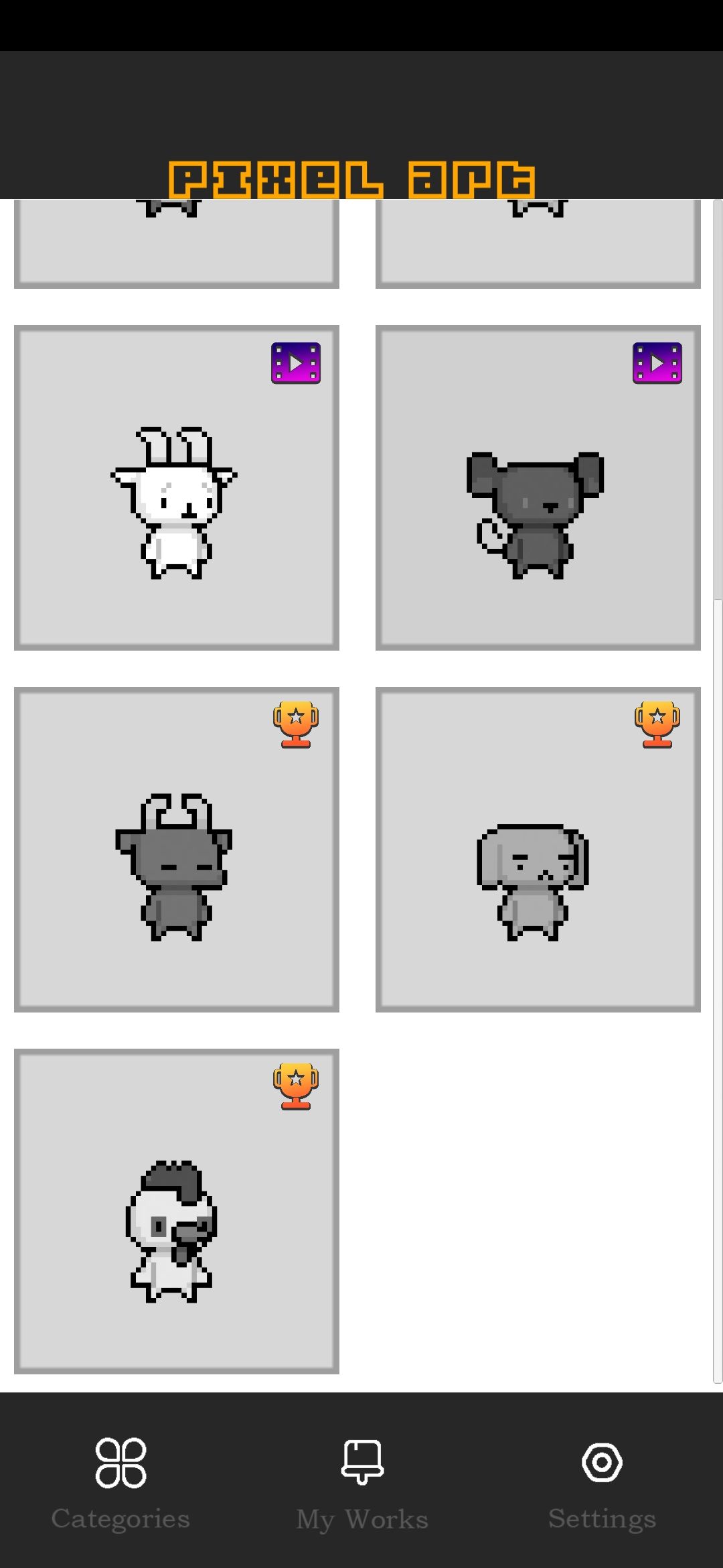 像素艺术数字填色模板