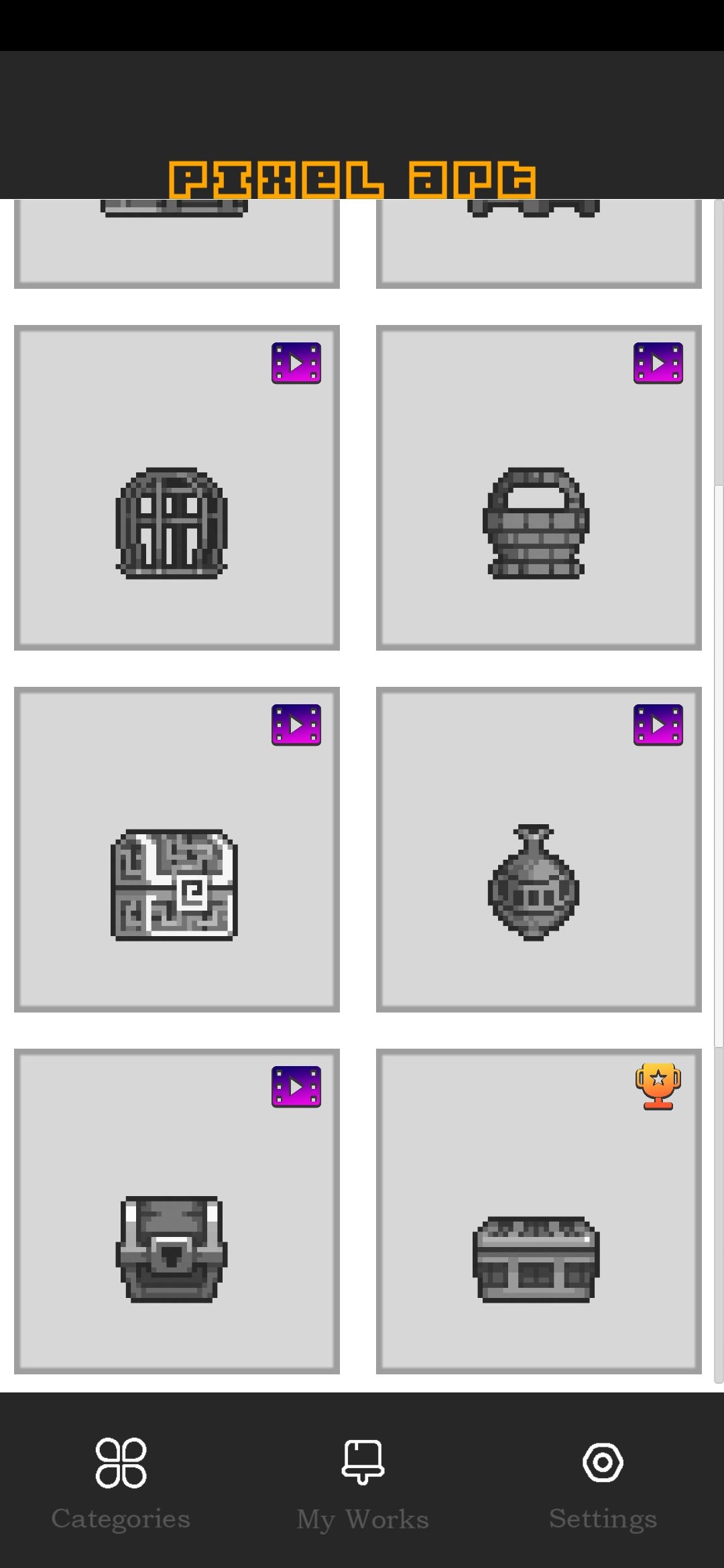 像素艺术数字填色模板