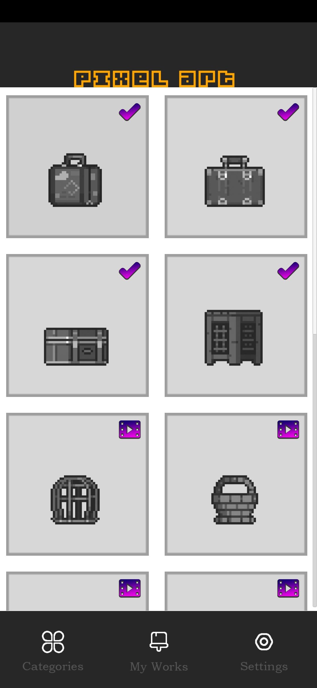 像素艺术数字填色模板