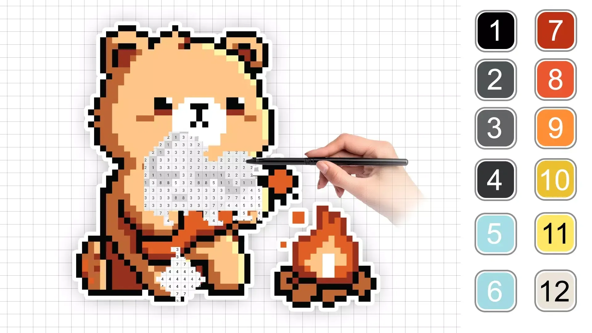 按颜色填像素：艺术拼图