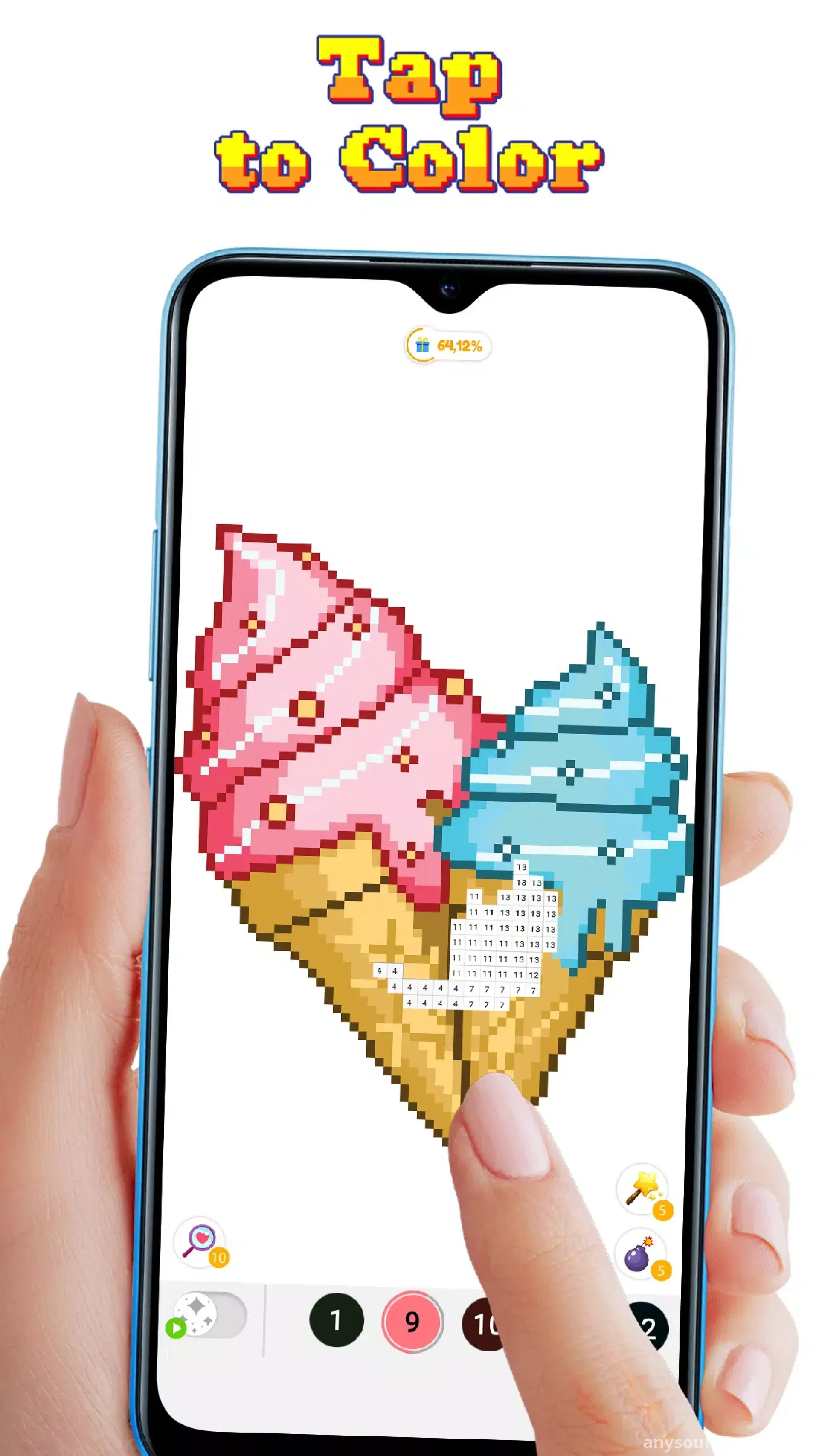 按颜色填像素：艺术拼图