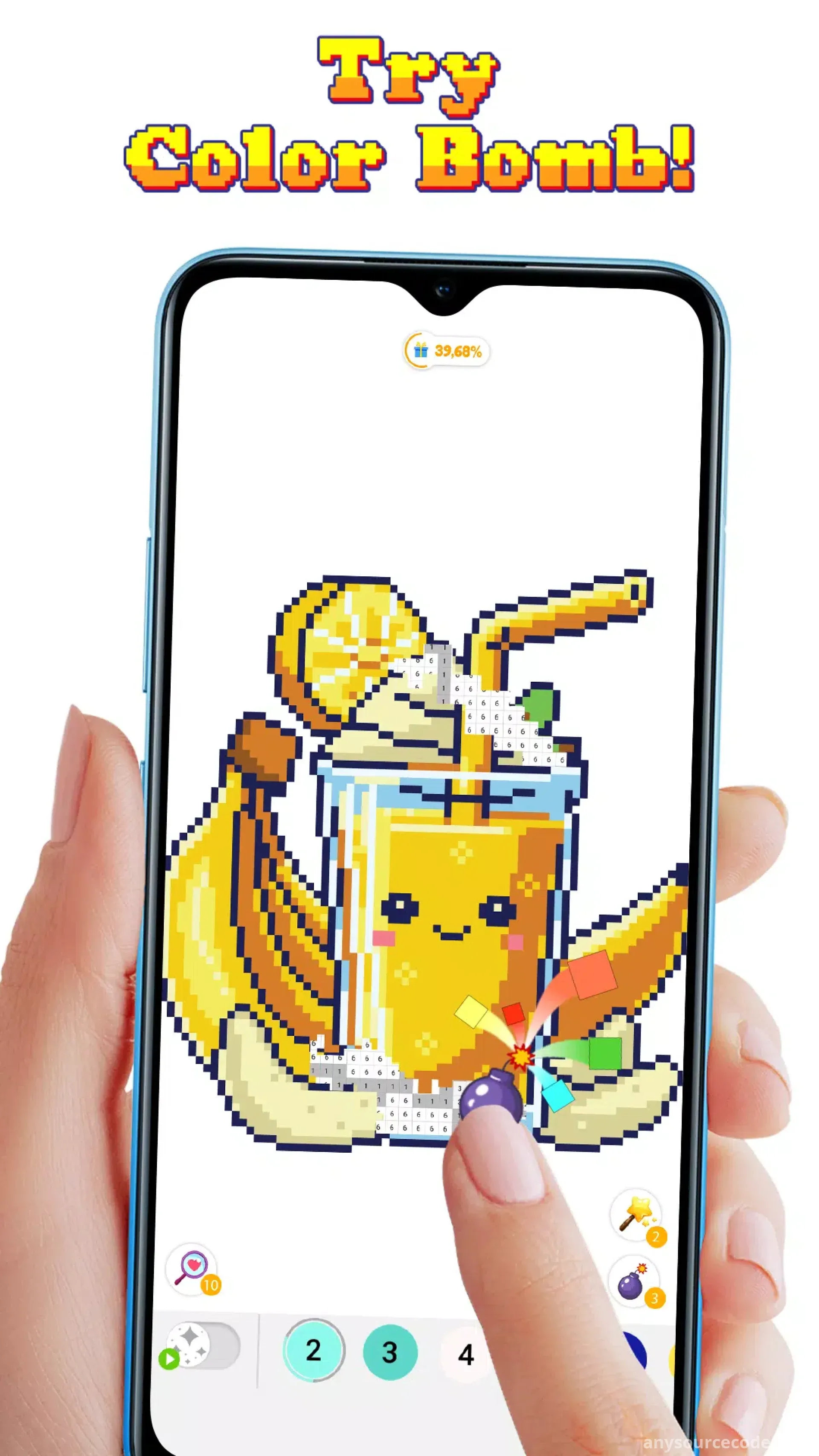 按颜色填像素：艺术拼图