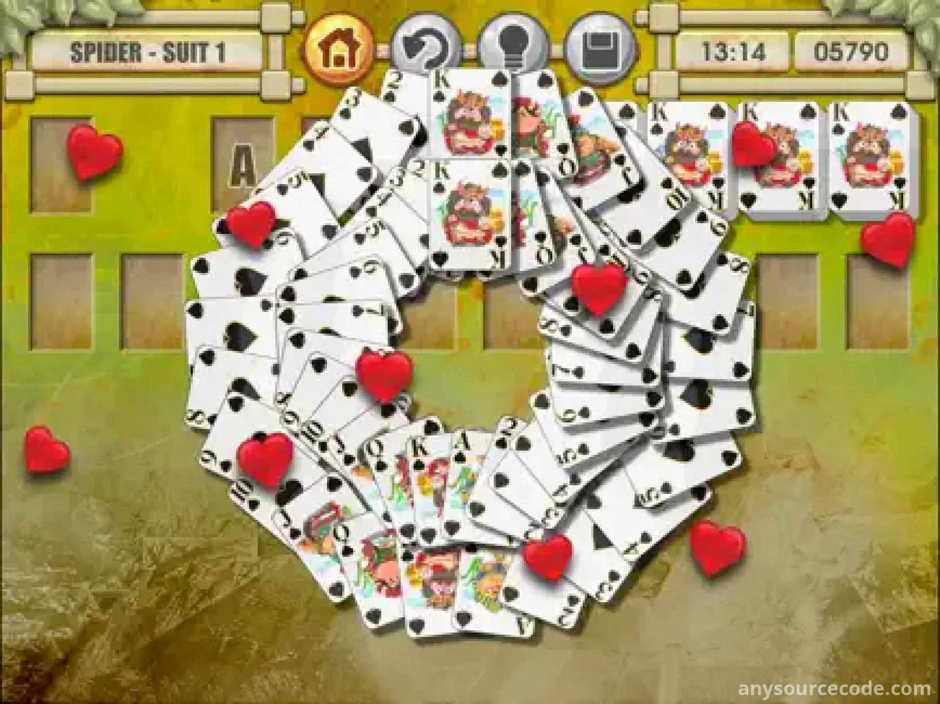 蜘蛛纸牌、红心大战与黑桃耐心游戏（注：“耐心游戏”在纸牌游戏语境中常指“接龙游戏”，可优化为“蜘蛛纸牌、红心大战与黑桃接龙” ）