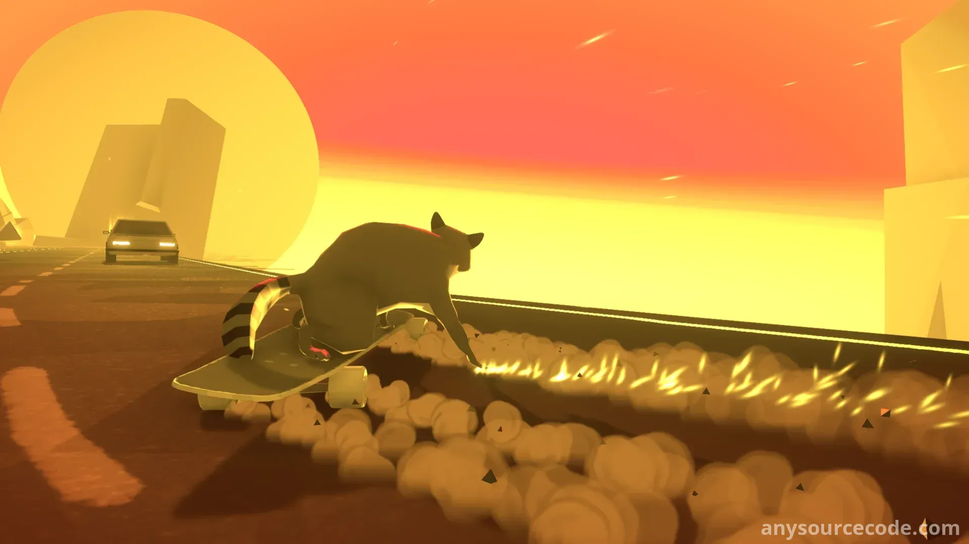 狸猫日落——浣熊速降滑板模拟器