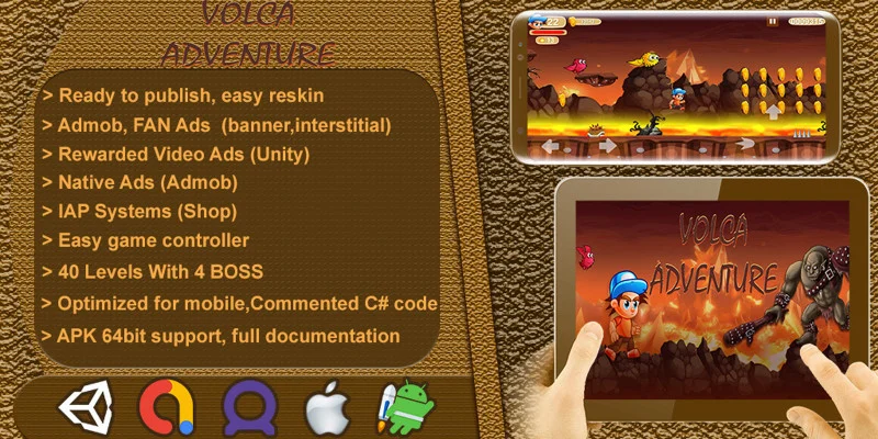 沃尔卡2D冒险完整游戏模板