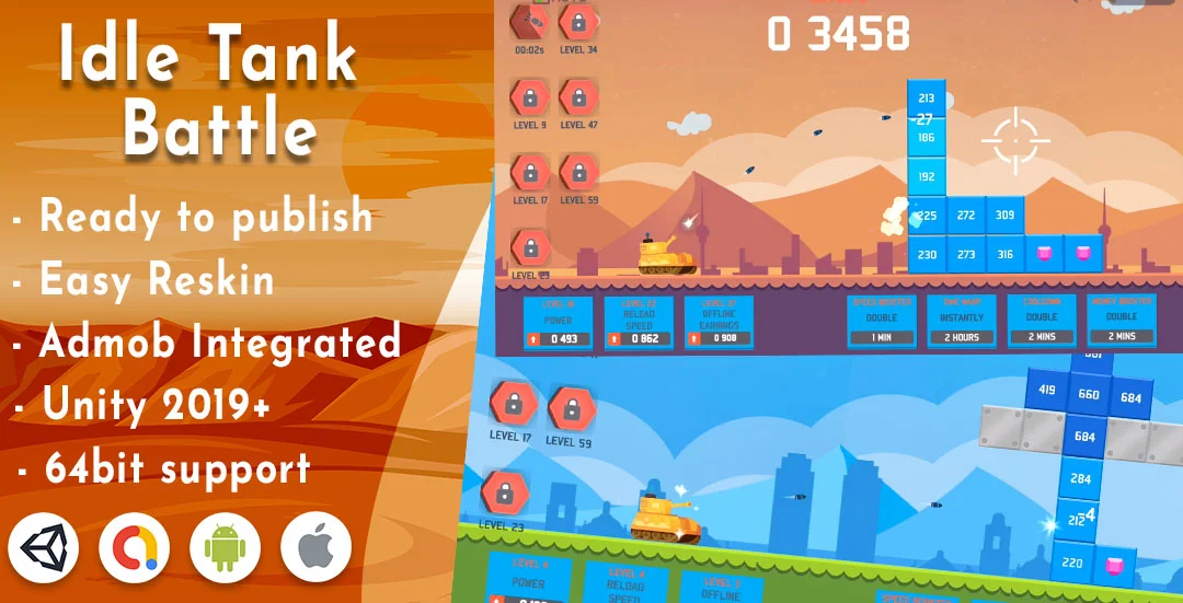 含Admob广告的闲置坦克战斗