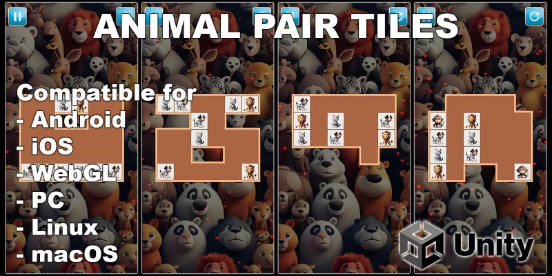 动物配对方块益智游戏