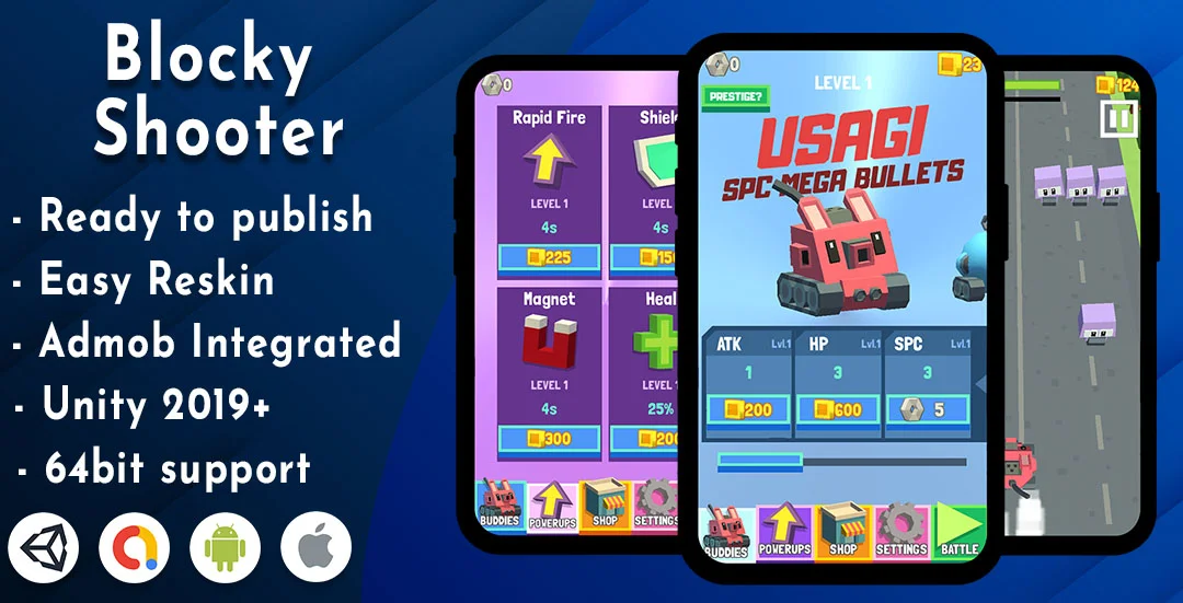 带广告平台的方块射击游戏