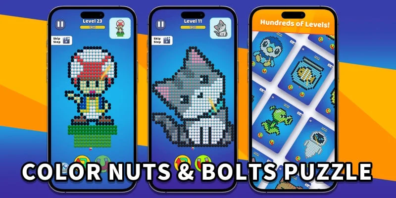 彩色螺母螺栓拼图