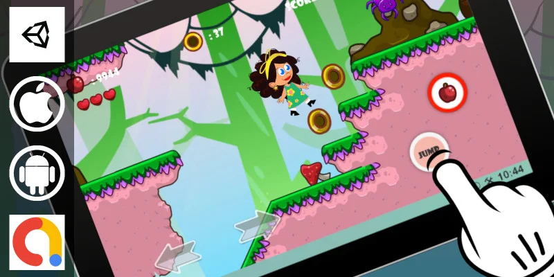 冒险女孩平台闯关游戏（含10个关卡）